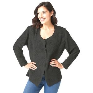 VTG Davinci Jacket 18X Black‎ Beaded Mandarin Collar Swirl Design Dressy Elegant